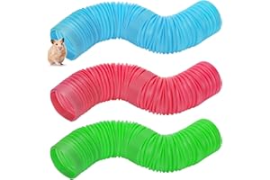 ZENFUN 3 Packs Hamster Fun Tunnels, Pet Mouse Plastic Tube, Collapsible Plastic Tunnel, Tube Pet Hideaway, Training Hideout Tunnels for Guinea Pigs, Chinchillas, Rats, Ferrets, Dwarf Rabbits