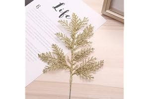 Blanketswarm 10 hojas artificiales de purpurina de Navidad, ramas de árbol de Navidad, colgantes de árbol de Navidad para el hogar, boda, fiesta, vacaciones, decoración de bricolaje