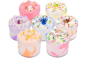 KELVSBEM Upgrade Cream Slime Kit 7 Pack, Non-stick Scented Jelly Cube Slime Toy for Kids, Party Favors for Girls, Stress Relief Putty Toys, Easter Basket Stuffers, Age 3+