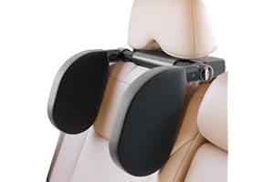 Oasser Zagłówek Samochodowy Premium - Skóra PU Zdejmowana, Regulacja 180°, Szerokość 14-28 cm, Łatwe Czyszczenie, Bez Zapachu, do Spania w Podróży, Czarny