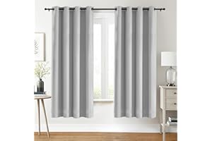 Utopia Bedding Opacas Cortinas Salon Modernas 2 Piezas 132x160 cm, Blanco grisáceo - Cortinas Térmicas Aislantes Frío Calor y para Dormitorio, Salón y Cocina con Ojales