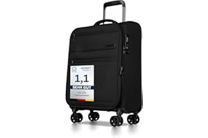 Cocoono Handgepäck Koffer 55x40x20 – Leichter Stoff Reisekoffer mit Rollen, TSA-Schloss, erweiterbar, 40L – Cabin Trolley für Flugreisen, 360° Doppelrollen, Robustes Hand Luggage (schwarz, M)