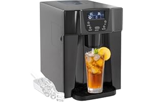HOMCOM Machine à glaçons avec distributeur d'eau, 12kg en 24h, 9 glaçons en 6-10 minutes, ice maker portable, taille de glaçon réglable, minuterie, réservoir d'eau 3 L, pour maison, cuisine, bar, noir