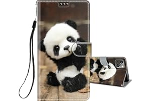 HopMore Funda para iPhone 13 / iPhone 14 Cuero con Tapa Silicona Dibujo Bonita Carcasa Billetera Resistente Estilo Libro Case Ranuras Tarjetas Cover Protectora para iPhone 13 / iPhone 14 - Panda dulce