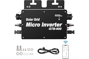 BuyWeek Wechselrichter 800W, Wechselrichter Balkonkraftwerk Micro Inverter IP65 Wasserdicht mit WLAN App Steuerung PV Wechselrichter Plug & Play für 2 Solarmodule, Photovoltaik-Solaranlage AC220V