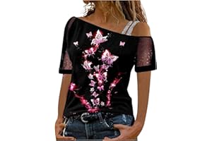 MICKURY Kalte Schulter Tops FüR Damen Damen Mode Rundhals Pullover Mesh Einfarbig Eisen Auf LäSsiges T-Shirt