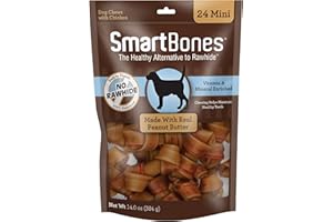 SmartBones Mini Chews With Real Peanut Butter 24 Count, Rawhide-FreeChews For Dogs (Packaging May Vary)
