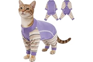 Hjyokuso Kattbody Efter OP Kattbody Efter Kastrering Lila L, Släckskydd Katt, Skyddsdräkt Katt Fyrbent, Kattoverall Mot Pälsf