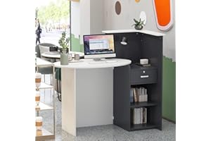 CALDION Banco reception con Spazio di archiviazione alla Reception Cassetti e Armadietti con Serratura alla Reception Clinica，Salone, Lobby Bianco 121 * 60 * 110CM