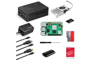 VEMICO VESONN Raspberry Pi 5 16GB Kit Pi 5 16GB con Tarjeta de 64GB Raspberry Pi 5 Carcasa con Active Cooler Fuente de Alimentación Tipo-C 5.1V 5A GAN 2 HD out Cable Lector Tarjetas Adaptador Destornillador
