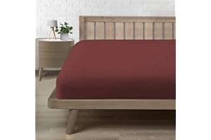 POLIGINO Sabanas Bajeras 150x190/200, Sabanas Cama 150 Microfibra Suave Cómoda y Transpirable, para colchón de 15-30 cm de Altura Borgoña