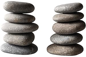 ZEN&TAO Hand-picked Smooth Flat River Pebbles for Miniature Gardens, Zen Gardens, Terrariums Decoration, Meditation Practice and Stone Painting and Drawings (10)