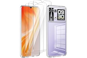 LYZXMY Hülle für CUBOT P90(6.88") Transparent Handyhülle + 3 Stück Gehärtetes Glas Schutzfolie, Case Weich Silikon TPU Schutzhülle Cover