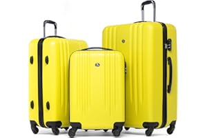 FERGÉ Set de 3 valises rigides à 4 roulettes Marseille | Lot de 3 - Trolley Voyage |Ensemble de Bagages Jaune