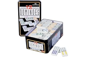 GMMH Domino Color Doppel 12 in Metalldose, 91 Spielsteine mit farbigen Punkten, Ohne Spielanleitung