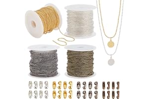 ‎PH PANDAHALL PH PandaHall 78 Fuß (24 m) Kugelperlenkette 4 Farben Metall Kugelkette Halskette 1.5mm Verstellbare Zugketten Mit Verbindungsstücken Für Hundemarken Schlüsselanhänger Hochzeitsfeier