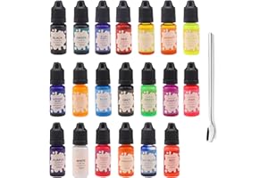 Scentoria Kerzenfarbe, 20 Kerzenfarben mit Löffel, Kerzenwachs Farbe, Kerzen Farbe, Farbe für Kerzenwachs, Kerzenfarben zum Kerzen Gießen, für DIY Kerze,Kerzenherstellung (je 10 ml)