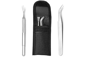 jatimdotin Pinza per Zecche 2 Set, Pinzette a Spillo Professionale in Acciaio Inossidabile, Gancio per Zecche per Cani, Gatti e Esseri Umani