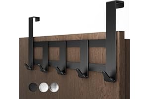 Menz Appendiabiti da porta, 5 ganci, nero, da appendere, estremamente resistente - appendini da porta, ganci appendiabiti da porta, appendi abiti per porte