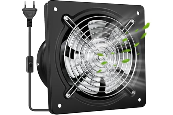 Yrichtra 150 mm Extracteur d'Air Chaud 525m³/h– Puissant, Silencieux, et Efficace | Valve Anti-Retour | Prévention de l'Humidité et Refroidissement | Idéal pour Cuisine, Salle de Bain, Noir