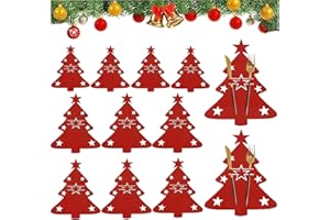 PTBWS Portaposate in Feltro di Natale,Portaposate Albero di Natale, Portaposate Natalizie,Coltelli Forchette Cucchiai Stoviglie Portaposate per la Tavola Delle Feste Decor Natalizia (C)