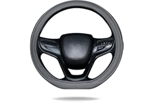 Lifetooler Steering Wheel Covers Type D Universal PU Leather Breathable Anti-slip D Shape Car Wheel Cover Flat Bottom Car Steering Wheel Protector for Men Women 38cm(15") (grey)