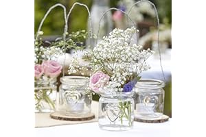 Ginger Ray Rustic Glass Wedding Heart Hanging Tea Light Holders 4 Pack