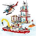 QLT City Fire Station Building Kit, 779 Pcs Building Set Including Fire Station, Fire Boats and Ship, Fire Rescue Helicopter, City Building Blocks STEM Toys Gift for Boys 6-10 Years Old