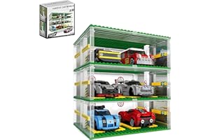 TIRFF Garage per Auto da Corsa Lego Speed Champions, Set di Blocchi per Vetrina da Parcheggio a 3 Strati Fai-da-Te (Non Include Il Modello di Auto da Corsa)