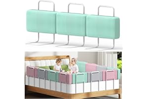 KIDSGIGGLZ kidsgiggliz Barrera Seguridad Niños Cama, Barandilla Cama niño, Barreras Cama para niños, Altura Rregulable, Protección Anticaídas para Cama Familiar e Infantil-1Pcs, 50 cm, Verde Lago