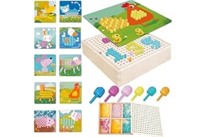 QXNDXQ Juego de mosaico enchufable para niños de 2 3 4 5 años, mosaico enchufable con 240 cuentas enchufables y 10 tableros enchufables coloridos, juguete de aprendizaje educativo creativo (Granja)