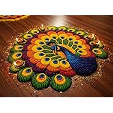 ULOM 3D Peacock & Floral Door Mat | Water Absorbent, Anti-Skid, Machine Washable Floor Mat | Soft Microfiber Carpet for Home,
