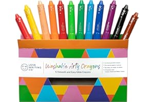 Love Writing Co. 12 Washable Crayons for Kids | 3in1 Twistable Crayons | Colour as Pastels and Watercolours | Easy Grip & Glide Crayons For Toddlers | Safe & Non-Toxic Crayons