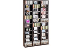 VEVOR Armadietto Portaoggetti Multimediale, Ripiano per DVD a 9 Strati, Contenere Fino a 1080 CD, Ripiani CD Regolabili Protegge Organizza Collezioni di Musica Film Videogiochi Cimeli Espresso