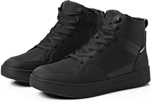 RIDEIRON Scarpe Moto Uomo Stivali Moto Adatti a Tutte Le Stagioni, Impermeabili Antiscivolo Traspiranti alla Moda e Comodi Nero