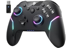EasySMX X20 Mando Inalambrico PC con Hall Gatillo Conmutable 2 en 1- Hall Joystick Desmontable- Mando para PC con Botones Mecánicos- RGB Luz- 1000mAh Batería para Switch/Steam/Android/Móvil- Ferroso