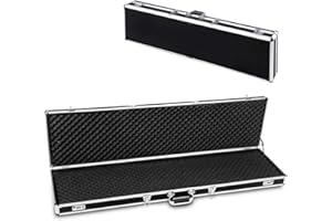 ‎GYMAX GYMAX Abschließbarer Waffenkoffer mit Schaumstoff, Gewehrkoffer mit 2 Zahlenschlössern & 2 Vorhängeschlössern, Pistolenkoffer aus Aluminiumlegierung & ABS, mit Tragegriff