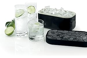 LÉKUÉ Lekue lodówka silikonowa taca na kostki lodu i pudełko do przechowywania - czarna