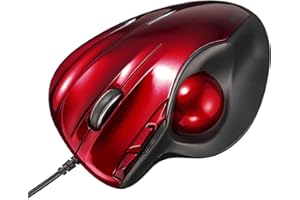 SANWA Trackball Maus mit Kabel, 4 Wege Scrollfunktion, 6 Programmierbare Tasten, Kabelgebundener Roller Ball Maus, 400-1600 DPI, Fingerauflage, Vorbeugung RSI, Kompatibel mit Winows, Mac, PC, Rot
