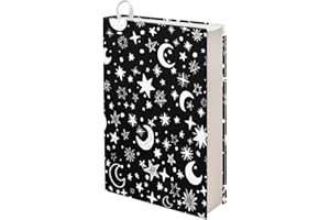 Showudesigns Galaxy Book Cover for Women Kids Book Sleeve for Book Lovers Stretchy Book Covers for Paperback,Hardcover School Book Protector Moon and Star Book Sox Black