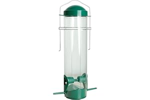 dobar® 11502 Comedero Compacto para pájaros con Postes de Aterrizaje, comedero para pájaros Silvestres para Colgar, comedero de plástico para pájaros en jardín/Patio/balcón, diámetro 7 x 25 cm, Color