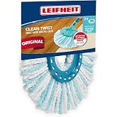 Leifheit Clean TWIST Disc Micro Duo Replacement Mop, Set 2 | 2-fiber system with turquoise bristles and microfibre, removes u