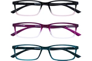 OPULIZE SEE Occhiali da lettura uomo e donna, Anti Luce Blu con Lenti Antibagliore, Protezione UV, Montatura Rettangolare, Cerniere a Molla