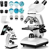 Binocular Microscope (40X-1000X) Dual Layer Mechanical Stage, Mobile Phone Holder for Lab Use for Sharing Research and Suitab