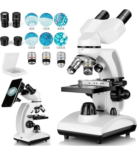 Trinocular Microscope, Compound Trinocular Microscope, Wf10x And Wf25x Eyepieces,40x-5000x Magnification, Led Illumination Two-Layer Mechanical Stage Microscopes For Adults,White - View #11