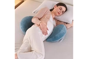 JOVELL Samt-Schwangerschaftskissen, Velvet Superweiches Schwangerschaftskissen für Schwangere, Schwangerschafts-Körperkissen, Verstellbar für Schlafende Schwangere Frauen (Grau Blau)