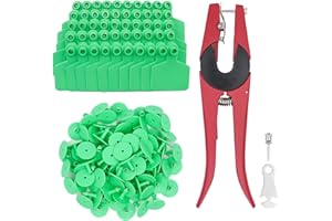 LIUCOGXI Blank 100 Pieces Cattle Ear Tag with Ear Tag Applicator Plastic Green Livestock Ear Tag Kits for Pig Cattle Cow Dog