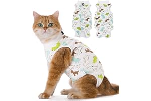 CGLRybO Cat Professional Recovery Suit for Abdominal Wounds or Skin Diseases, E-Collar Alternative for Cats, After Surgery Wear, Pajama Suit