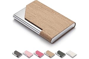 FACATH Porte-Cartes de Visite en Cuir Microfibre de Luxe, Étui en Métal avec Fermeture Magnétique (Abricot)