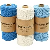 Coriver Macrame Thread 3 mm, 3 x 100 m Macrame Yarn, Macrame Twine, Macrame Cotton Cord, Macrame Threads for Tapestries Craft